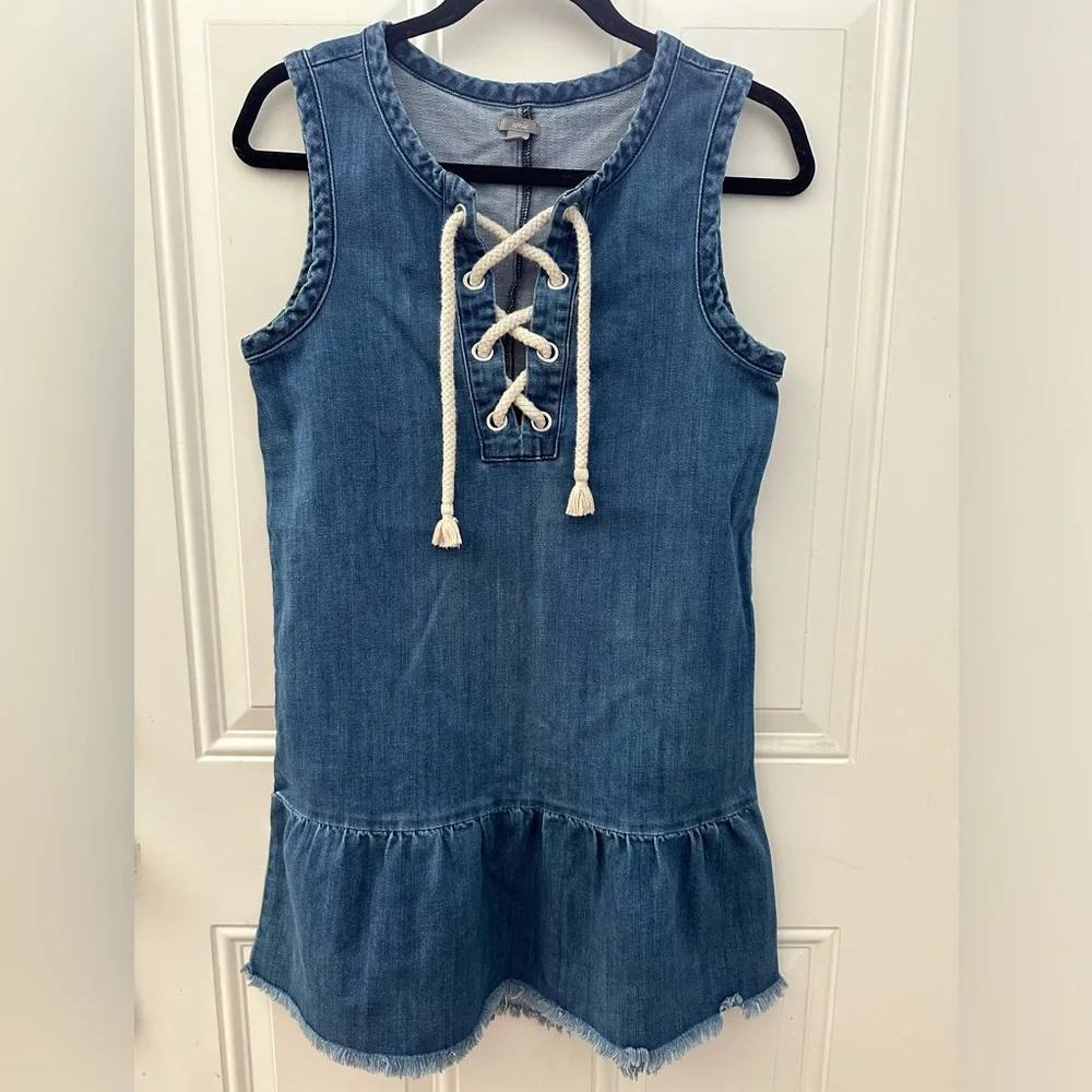 Aerie Nautical Rope Lace-Up Denim Dress - Picture 1 of 6